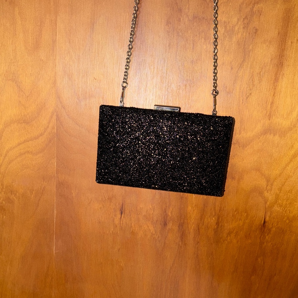 Elegant Black Glitter Clutch